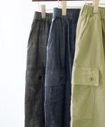 コットンリネン平織デニム　イージーワークパンツ